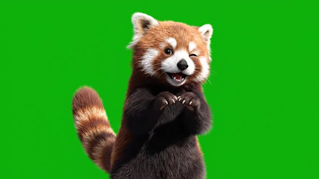 Animated red panda on green background for creative visuals