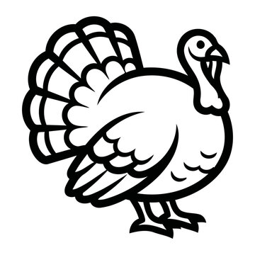Stylized outline of a turkey with fanned tail feathers, great for Thanksgiving and holiday designs.