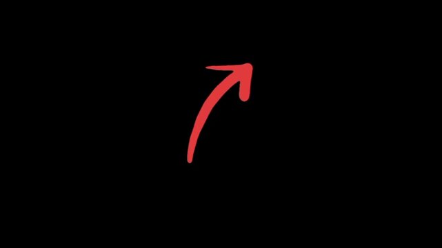 Dynamic red arrow pointing upwards on black background