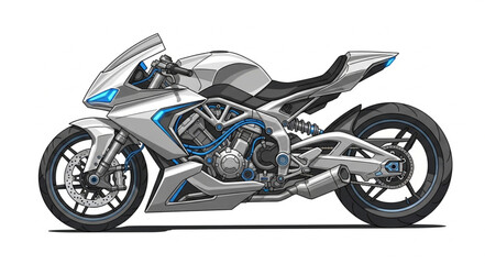 Obraz premium Modern Sport Motorcycle Design Illustration.