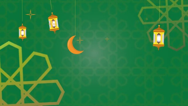 Islamic ornament footage showing lantern and crescent moon, designed for banners, posters, and religious events