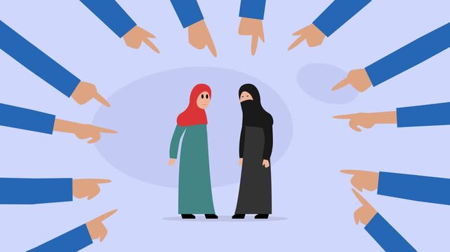 Social Judgment and Discrimination Against Muslim Women cartoon animation