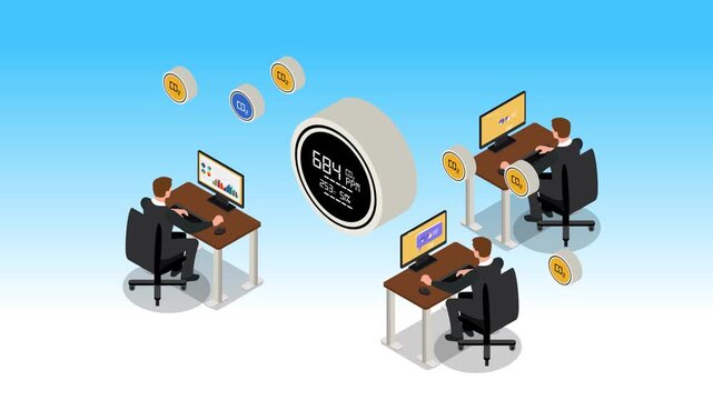 Industrial Carbon Monitoring and Environmental Audit Concept 3d animation cartoon