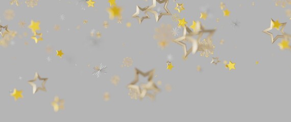 Festive abstract background featuring floating stars and snowflakes, perfect for holiday greetings © vegefox.com