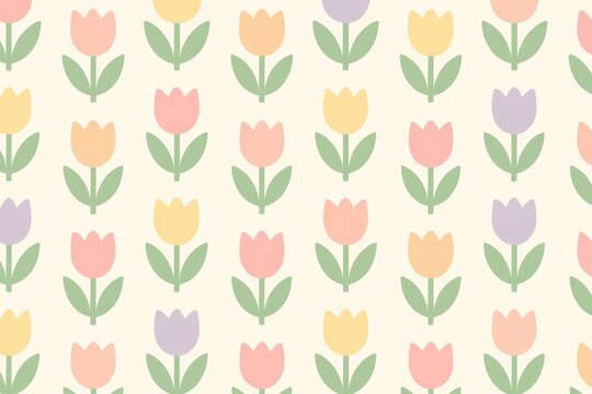 Pastel tulip floral pattern background