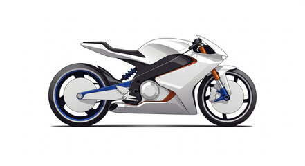 Fototapeta premium Modern White Sport Motorcycle Isolated on White Background.