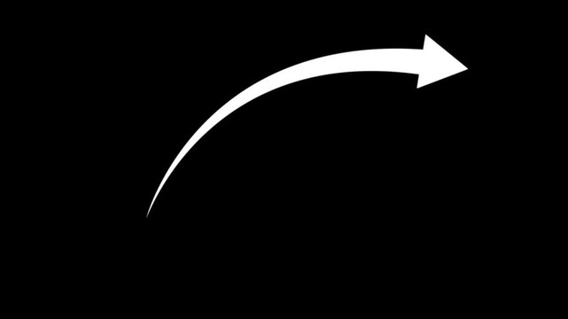 White color animated down to up arrow animation. arrow icon animation on black background.. Reveal animation .