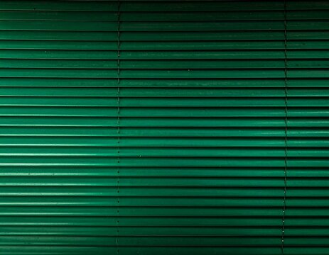 Close-up of a green bamboo blind, creating a textured, horizontal pattern.
