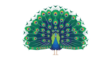 A vibrant illustration of a peacock displaying its ornate plumage © LUNEX