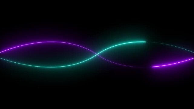 Abstract neon lights blinking lines moving animation on black background. futuristic technology line moving. glowing wave line sliding.