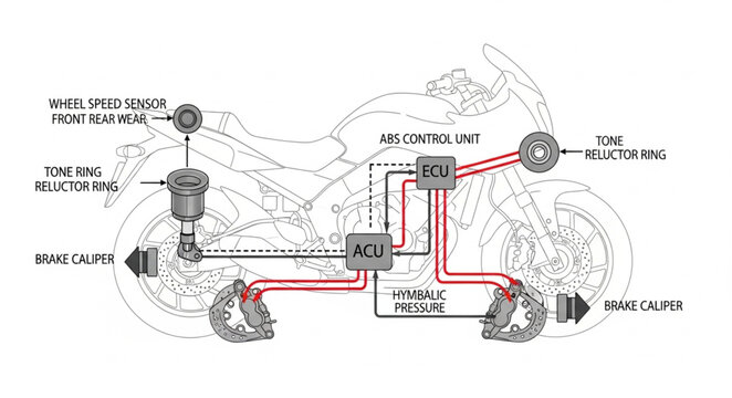 Motorcycle Brake System Diagram Schematic.