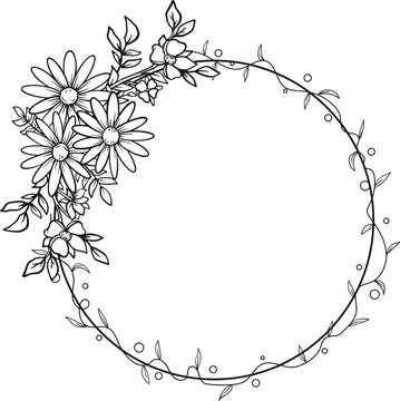 vector cicle floral frame element