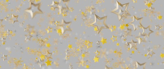 Abstract background featuring floating gold stars and snowflakes, perfect for holiday greetings and © vegefox.com