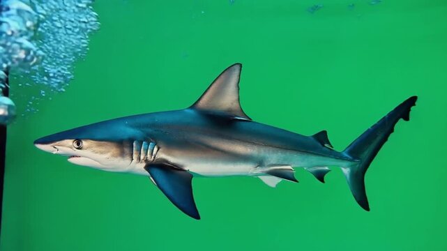 Mako shark swimming through ocean waters with dynamic movement