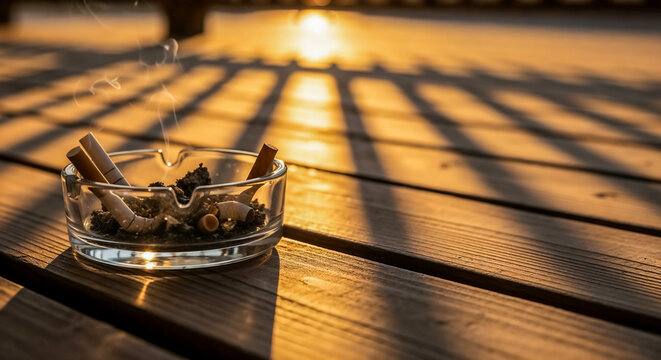 Ashtray on porch symbolizing pause and solitude