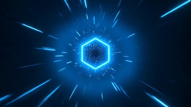 Futuristic light tunnel with geometric focal point