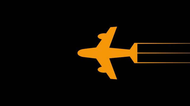 Airplane icon path animation. airplane flight route with starting point motion. Airplane is flying 4k video. line flight path representing.