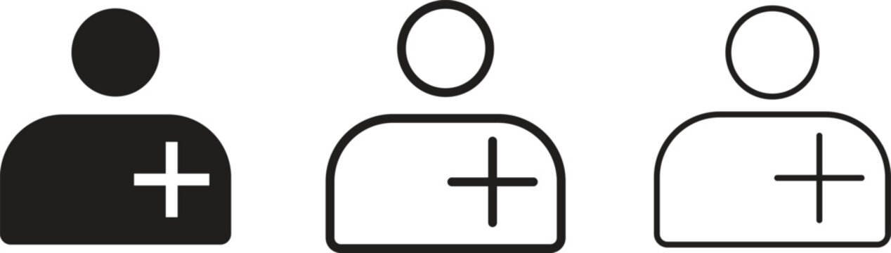 Add User Icons Vector Set &ndash; New Account and Profile Plus Symbols
