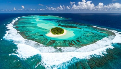 Tropical island paradise with crystal clear turquoise waters