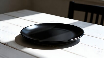 BlackPlateOnWoodenTable