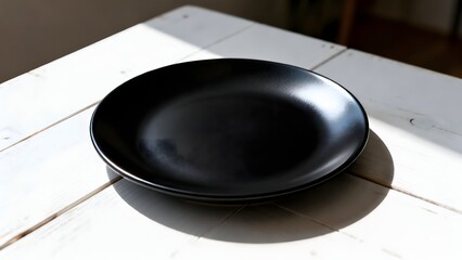BlackPlateOnWoodenTable