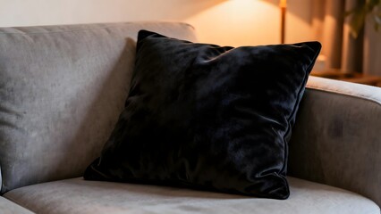 BlackVelvetPillowOnSofa