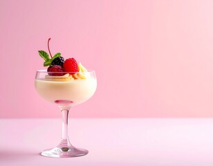 vanilla pudding with strawberry