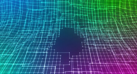 Obraz premium Abstract digital background featuring an illuminated geometric matrix grid pattern, symbolizing technology, complex data streams, and structured computation, pattern, cyberspace, background