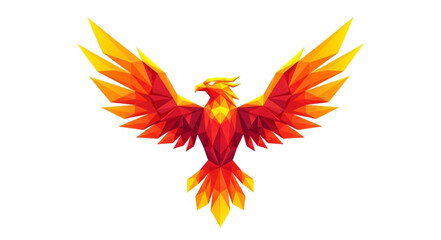 Fototapeta premium Mythical Phoenix Bird Spreading Wings Fiery Colors.