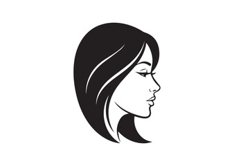 Beautiful Profile of Young Woman Icon, Editable Solid Vector Illustration
