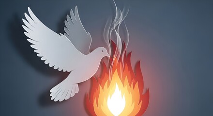 Symbolic Representation of the Holy Spirit as a Dove Emerging from Flames.