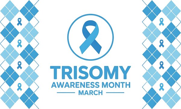 Trisomy awareness month March blue ribbon symbol awareness concept celebrating genetic diversity support and understanding for chromosome differences and rare diseases