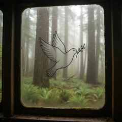 Peace Dove with Olive Branch Symbol of Hope.