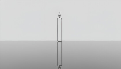Minimalist representation of a single candle with reflection.