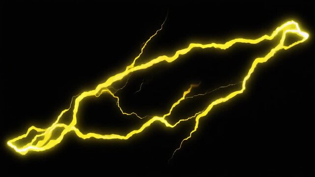 A vibrant display of electric yellow lightning bolts illuminating a dark background