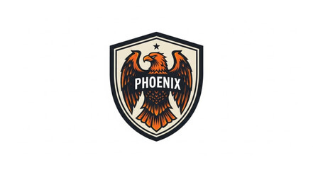Phoenix Emblem Shield Logo Design.