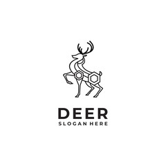 Obraz premium Deer simple monoline modern logo, illustration animal symbol.