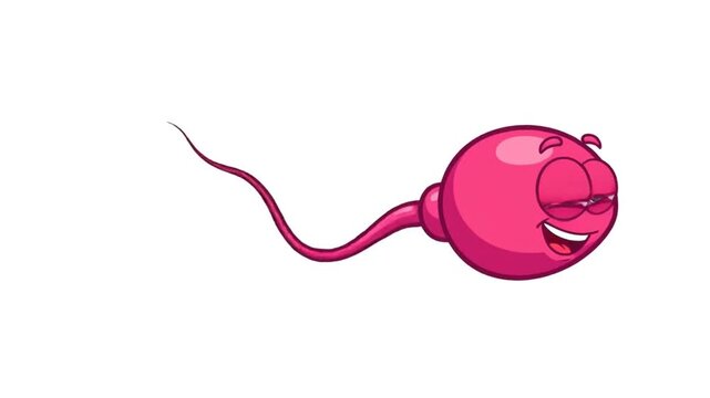 Cartoon sperm cell illustration smiling on white background