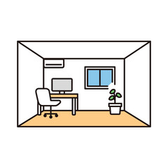 Fototapeta premium Vector illustration of office interior with desk and chair