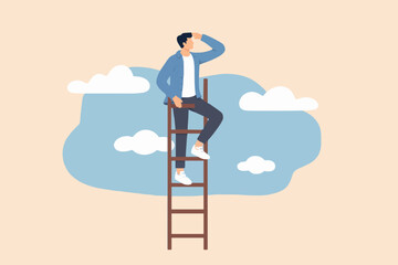 Man on Ladder Looking Ahead