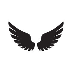 Fototapeta premium Black Wings Icon Vector – Angel, Freedom & Flying Symbol