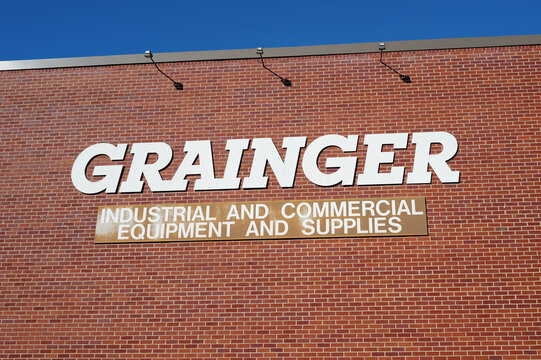 Grainger, Industrial and commercial equipment and supplies sign on a brick industrial building