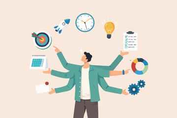 Busy Person Managing Tasks