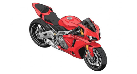 Obraz premium Red Sport Motorcycle Isolated on White Background.