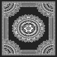 Floral Ethnic Mandala Pattern with Decorative Border