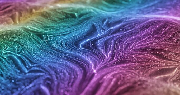 Colorful abstract waves with vibrant hues and shimmering textures in a smooth flowing pattern