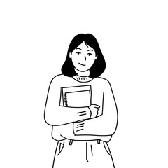 Minimalist Character Holding Notebook Illustration