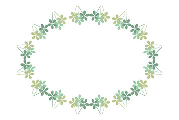 優しい緑のクローバーの円形フレーム