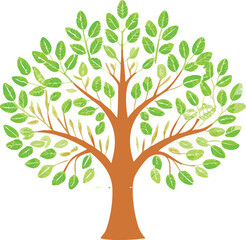 Obraz premium A colorful illustration depicts a stylized tree with vibrant green foliage high quality