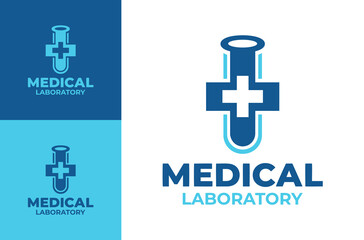 Obraz premium Medical Laboratory Logo Modern Minimalist Diagnostic Brand.